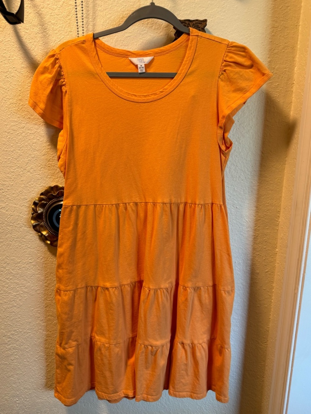 Time and Tru Orange Tiered Cotton Dress for Girls